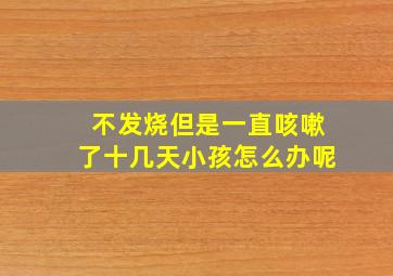 不发烧但是一直咳嗽了十几天小孩怎么办呢