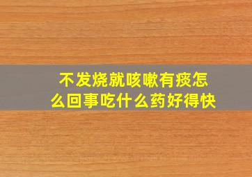 不发烧就咳嗽有痰怎么回事吃什么药好得快