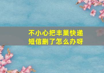 不小心把丰巢快递短信删了怎么办呀