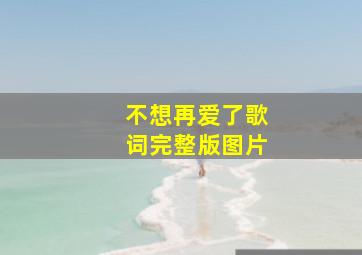 不想再爱了歌词完整版图片