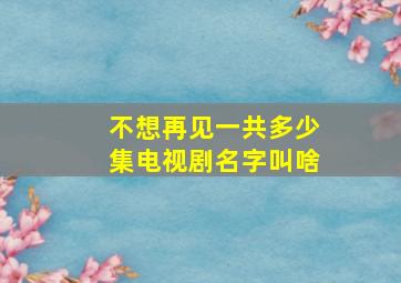 不想再见一共多少集电视剧名字叫啥