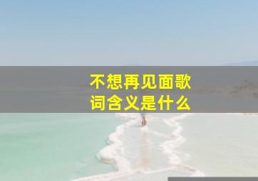 不想再见面歌词含义是什么