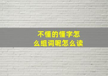 不懂的懂字怎么组词呢怎么读