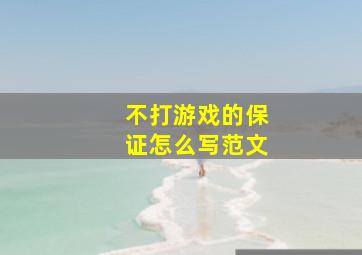 不打游戏的保证怎么写范文