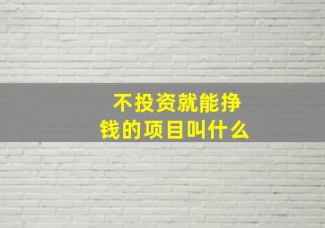 不投资就能挣钱的项目叫什么