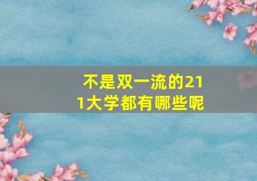 不是双一流的211大学都有哪些呢