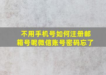 不用手机号如何注册邮箱号呢微信账号密码忘了