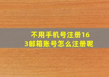 不用手机号注册163邮箱账号怎么注册呢