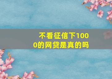 不看征信下1000的网贷是真的吗