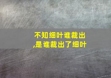 不知细叶谁裁出,是谁裁出了细叶