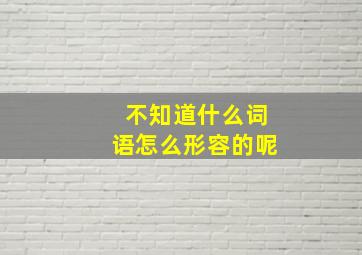 不知道什么词语怎么形容的呢