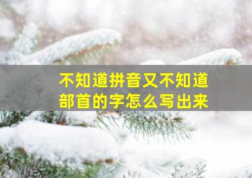 不知道拼音又不知道部首的字怎么写出来