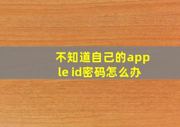 不知道自己的apple id密码怎么办