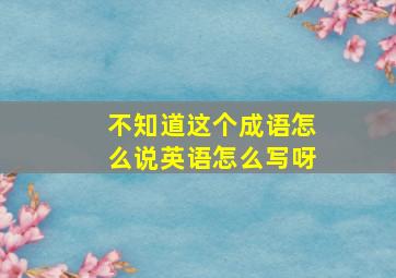 不知道这个成语怎么说英语怎么写呀