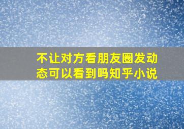 不让对方看朋友圈发动态可以看到吗知乎小说