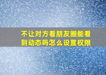 不让对方看朋友圈能看到动态吗怎么设置权限