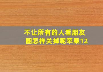 不让所有的人看朋友圈怎样关掉呢苹果12