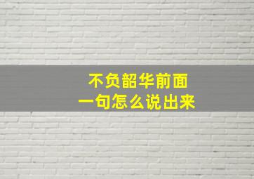 不负韶华前面一句怎么说出来