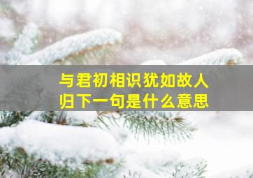 与君初相识犹如故人归下一句是什么意思