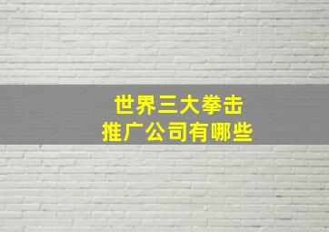 世界三大拳击推广公司有哪些