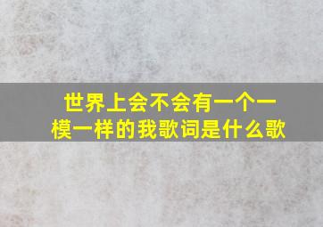 世界上会不会有一个一模一样的我歌词是什么歌