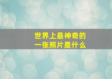 世界上最神奇的一张照片是什么