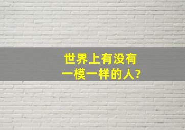 世界上有没有一模一样的人?