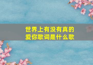 世界上有没有真的爱你歌词是什么歌