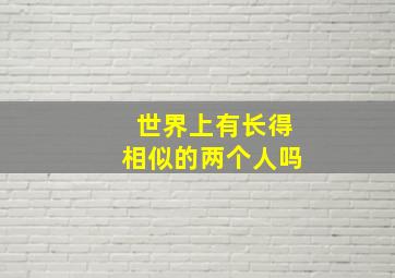 世界上有长得相似的两个人吗