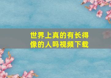 世界上真的有长得像的人吗视频下载