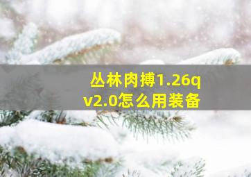 丛林肉搏1.26qv2.0怎么用装备