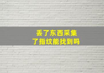 丢了东西采集了指纹能找到吗