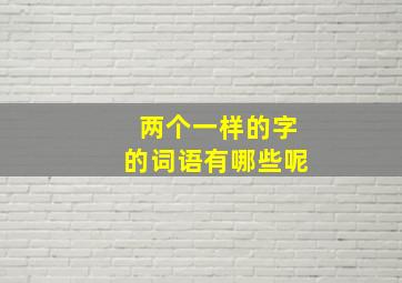 两个一样的字的词语有哪些呢