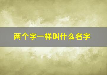 两个字一样叫什么名字