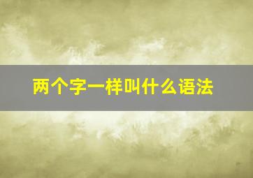 两个字一样叫什么语法