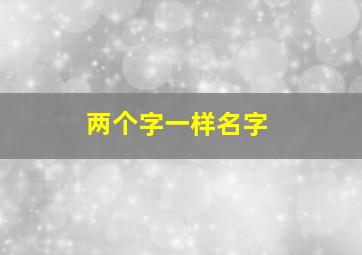 两个字一样名字