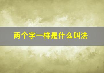 两个字一样是什么叫法