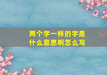 两个字一样的字是什么意思啊怎么写