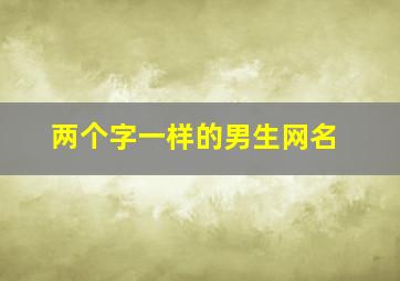 两个字一样的男生网名