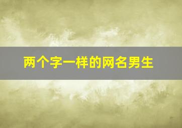 两个字一样的网名男生