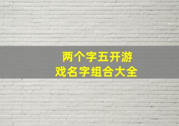 两个字五开游戏名字组合大全