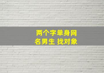 两个字单身网名男生 找对象