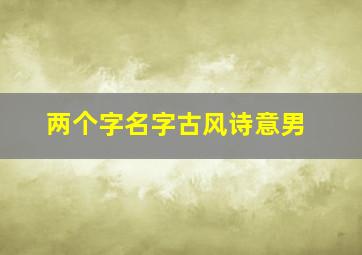 两个字名字古风诗意男