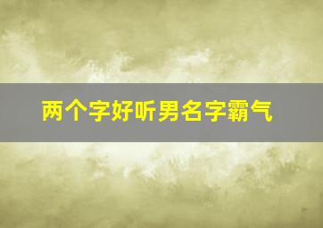 两个字好听男名字霸气