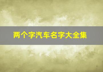 两个字汽车名字大全集