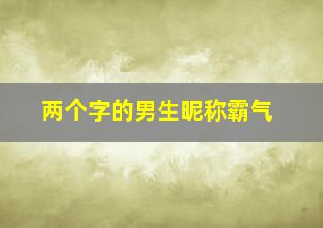 两个字的男生昵称霸气