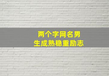 两个字网名男生成熟稳重励志