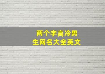 两个字高冷男生网名大全英文