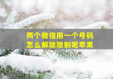 两个微信用一个号码怎么解除限制呢苹果