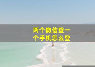 两个微信登一个手机怎么登